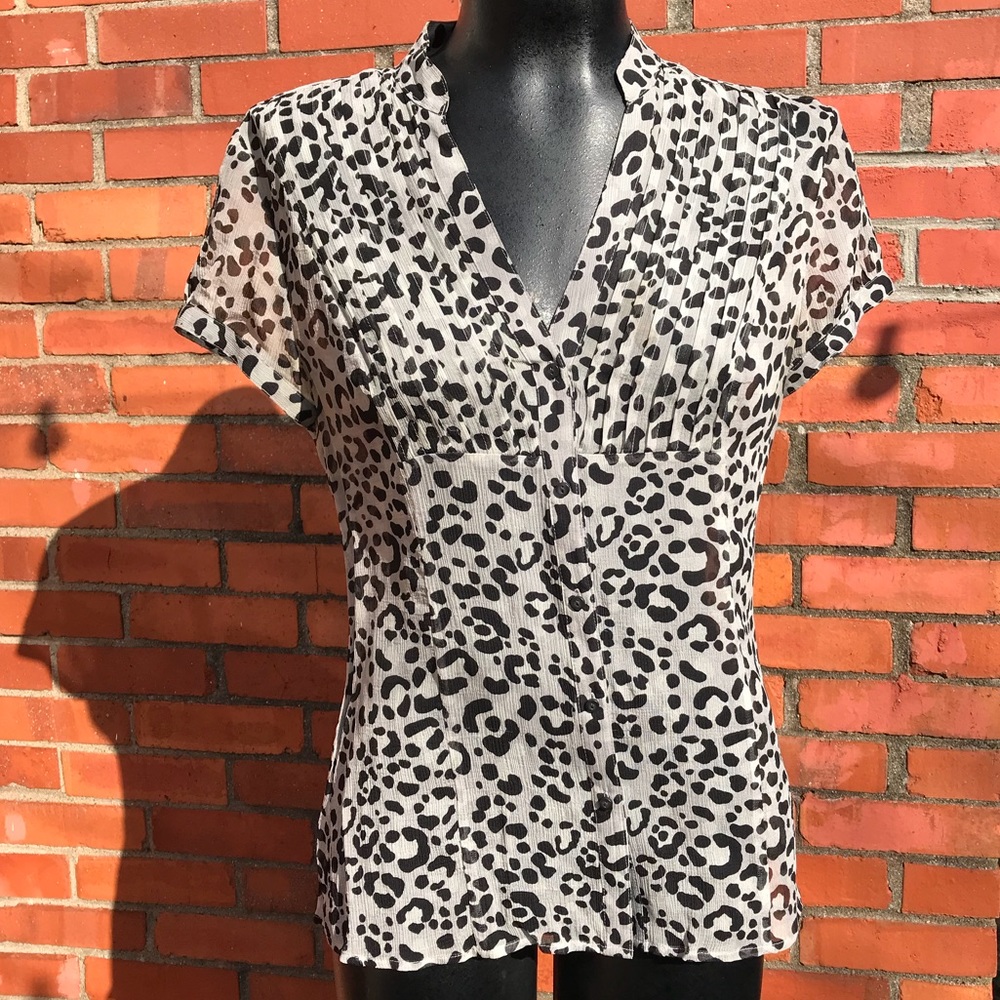 Express Silk Crepe Leopard Blouse